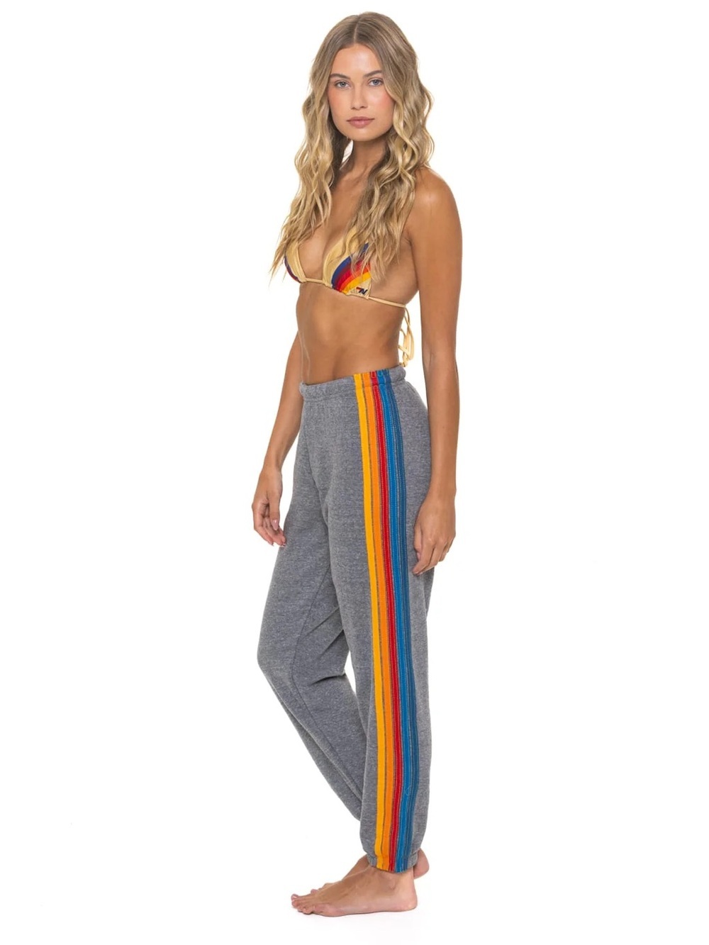 Aviator Nation 5 Stripe Rainbow Sweatpants Gray – Women’s XS